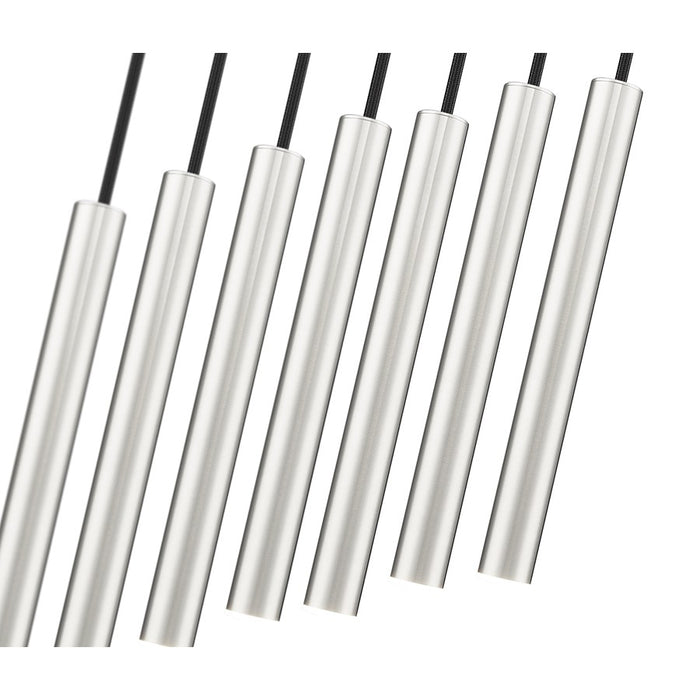 Z-Lite Forest 7 Light 12" LED Linear Chandelier, Nickel/Nickel