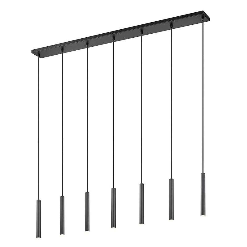 Z-Lite Forest 7 Light 12" LED Linear Chandelier, Black/Black - 919MP12-7L-MB-LED