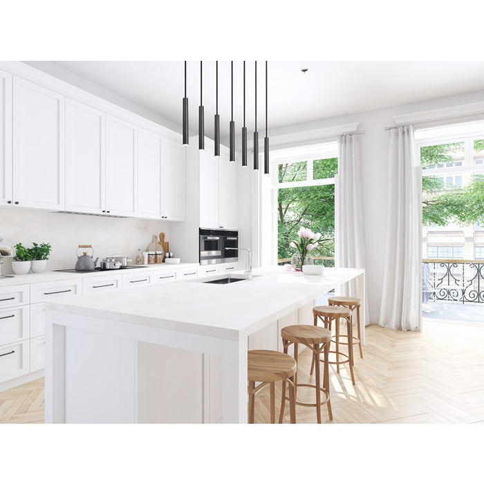 Z-Lite Forest 7Lt 12" LED Linear Chandelier, Black/Black