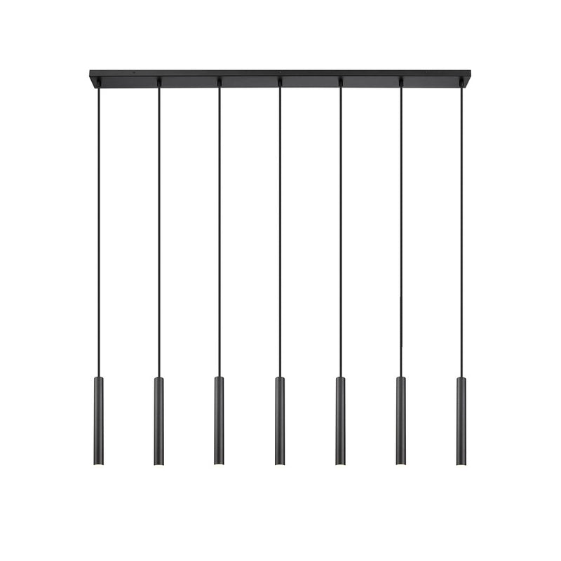 Z-Lite Forest 7 Light 12" LED Linear Chandelier, Black/Black