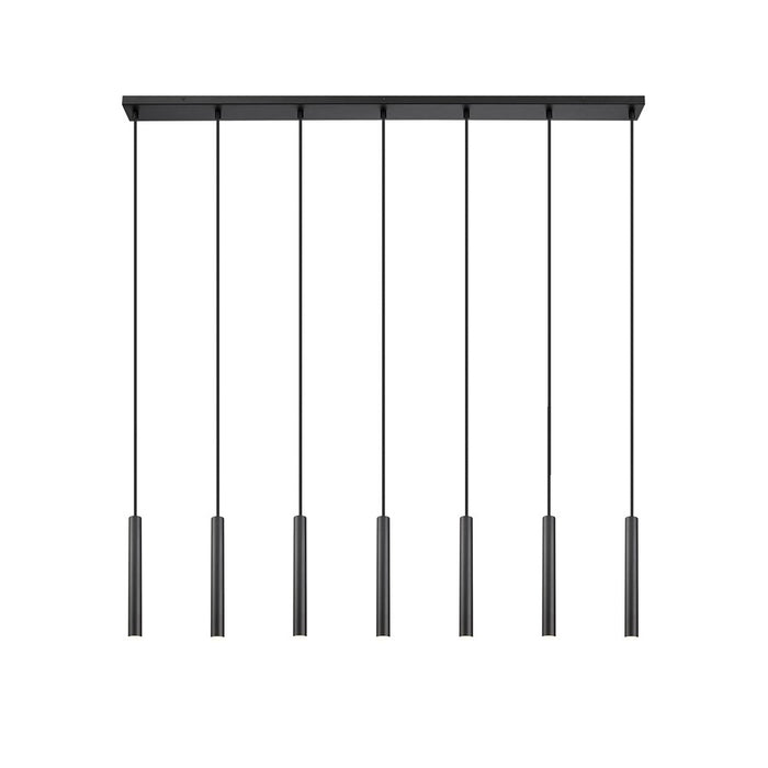 Z-Lite Forest 7Lt 12" LED Linear Chandelier, Black/Black