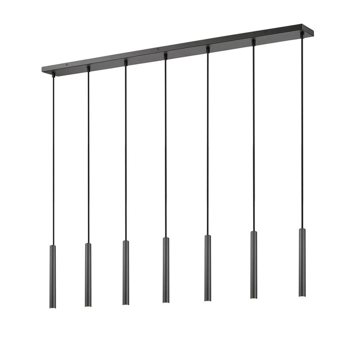 Z-Lite Forest 7Lt 12" LED Linear Chandelier, Black/Black
