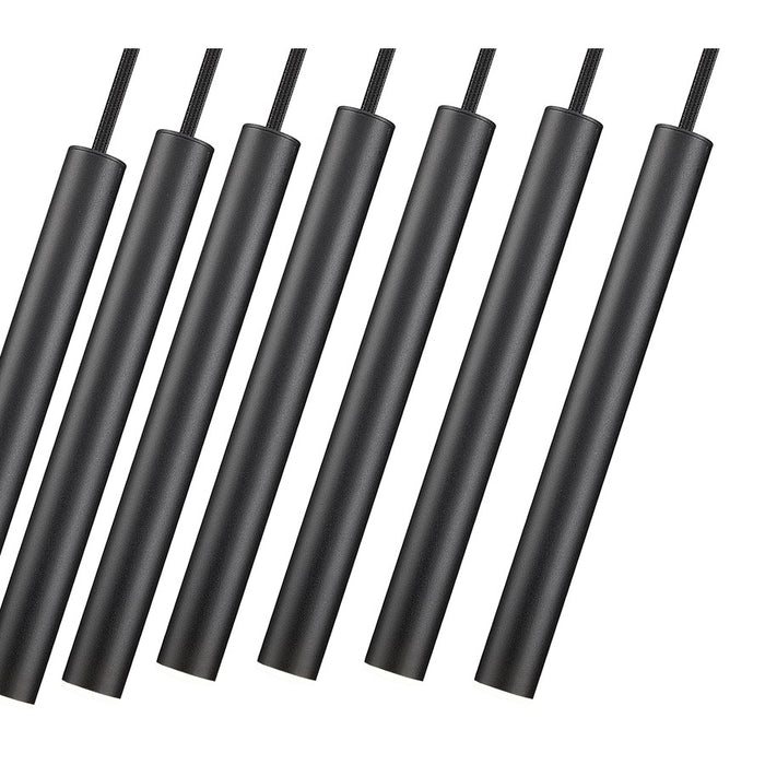 Z-Lite Forest 7 Light 12" LED Linear Chandelier, Black/Black