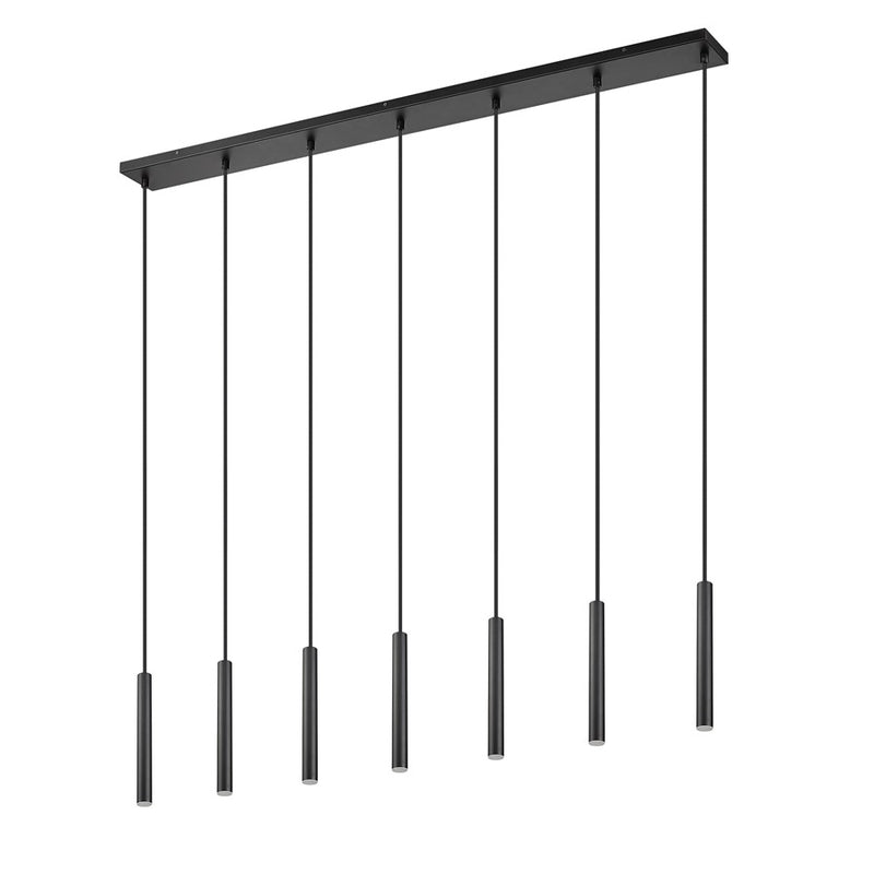 Z-Lite Forest 7 Light 12" LED Linear Chandelier, Black/Black