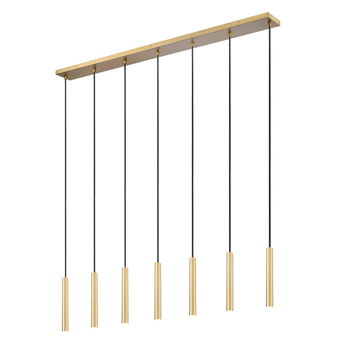 Z-Lite Forest 7Lt 12" LED Linear Chandelier, Gold/Gold - 919MP12-7L-MGLD-LED