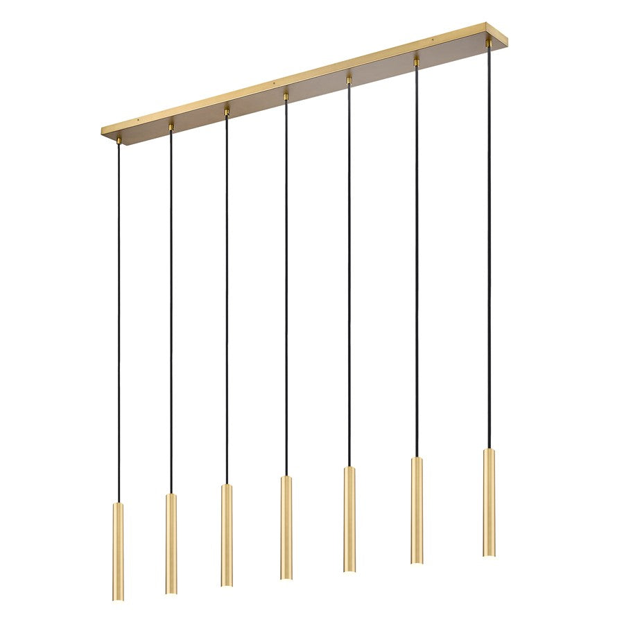 Z-Lite Forest 7Lt 12" LED Linear Chandelier, Gold/Gold - 919MP12-7L-MGLD-LED