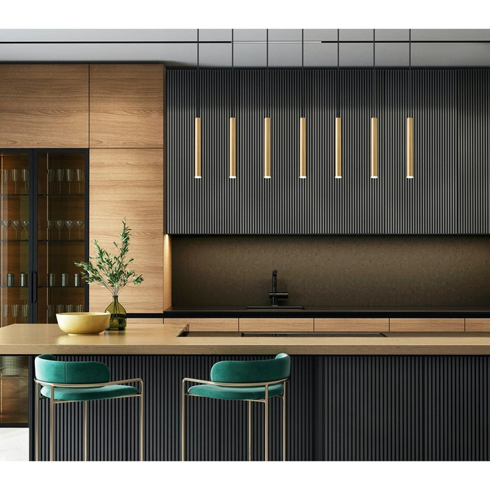 Z-Lite Forest 7Lt 12" LED Linear Chandelier, Gold/Gold