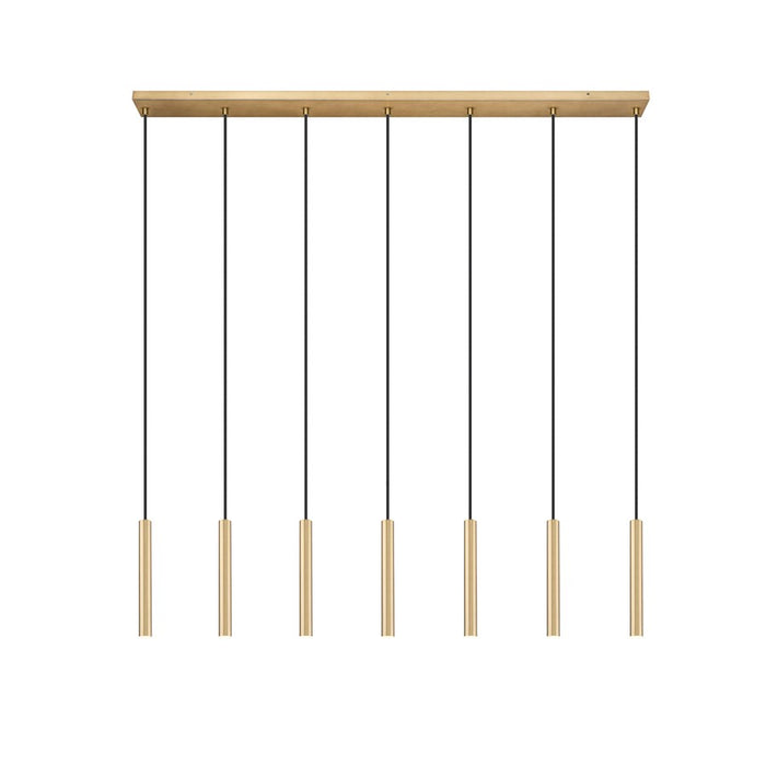 Z-Lite Forest 7Lt 12" LED Linear Chandelier, Gold/Gold