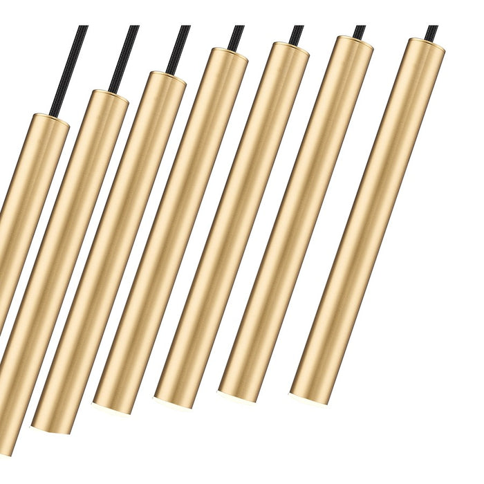 Z-Lite Forest 7Lt 12" LED Linear Chandelier, Gold/Gold