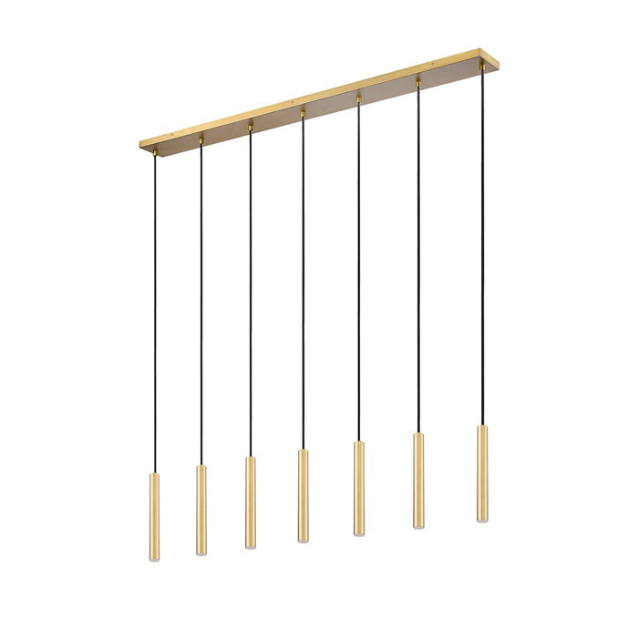 Z-Lite Forest 7Lt 12" LED Linear Chandelier, Gold/Gold