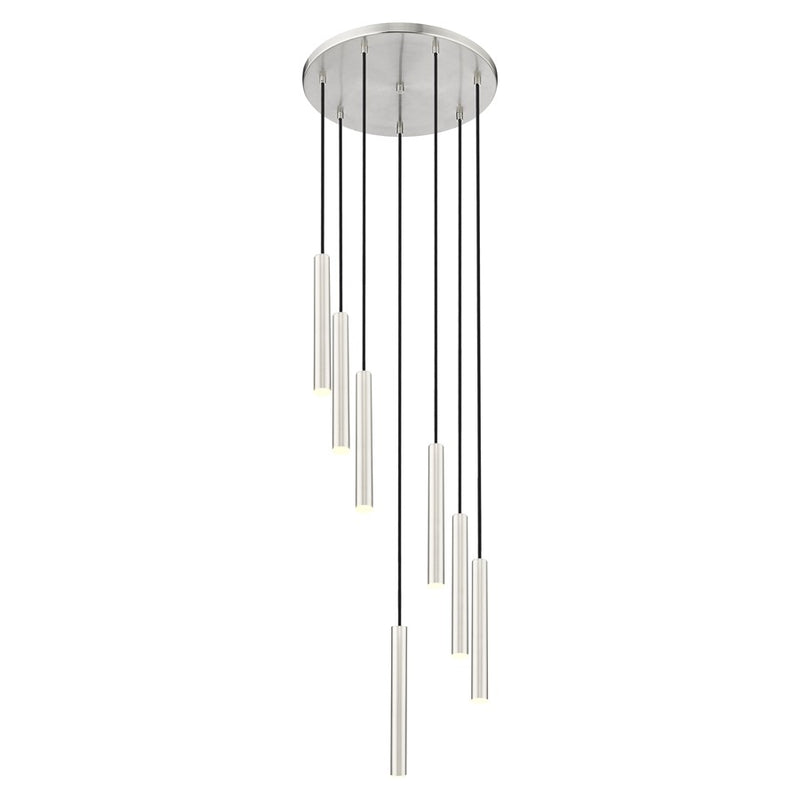 Z-Lite Forest 7Lt 12" LED Chandelier, Nickel/Nickel - 919MP12-7R-BN-LED
