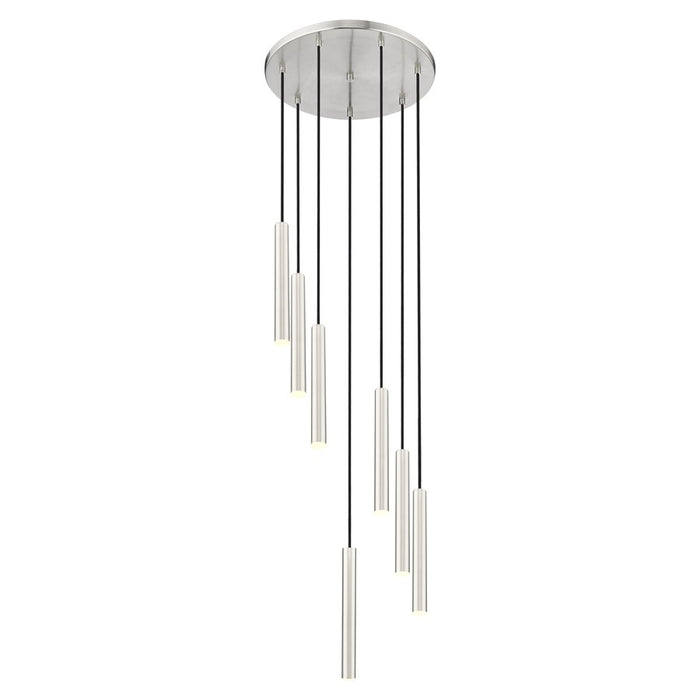 Z-Lite Forest 7Lt 12" LED Chandelier, Nickel/Nickel - 919MP12-7R-BN-LED
