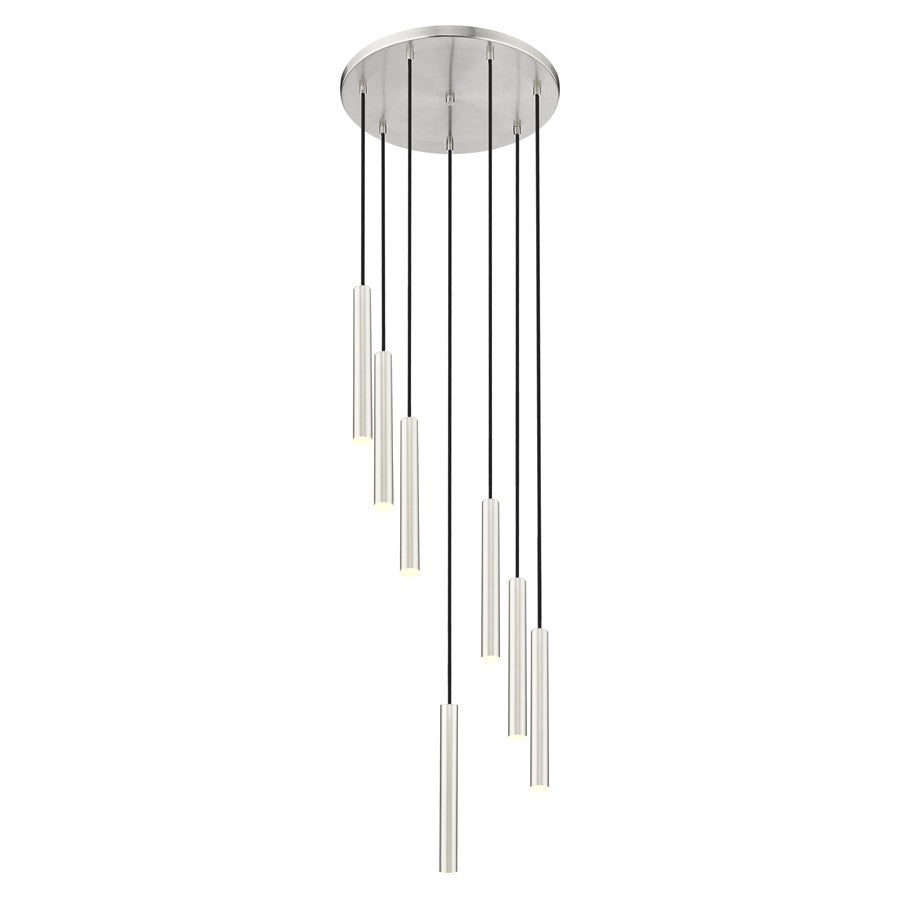 Z-Lite Forest 7Lt 12" LED Chandelier, Nickel/Nickel - 919MP12-7R-BN-LED