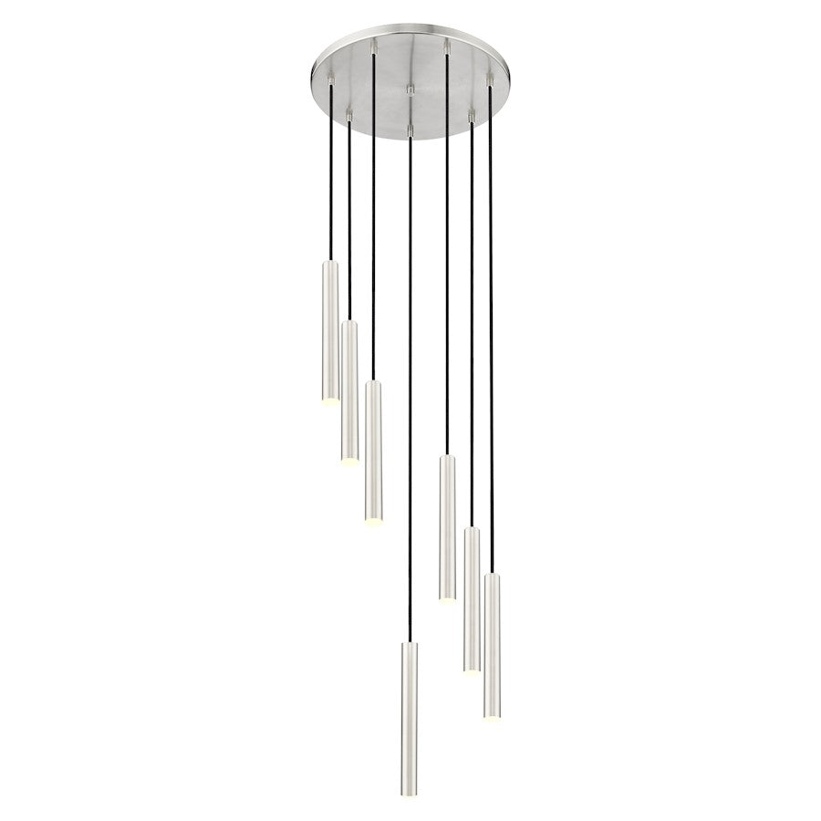 Z-Lite Forest 7 Light 12" LED Chandelier, Nickel/Nickel - 919MP12-7R-BN-LED