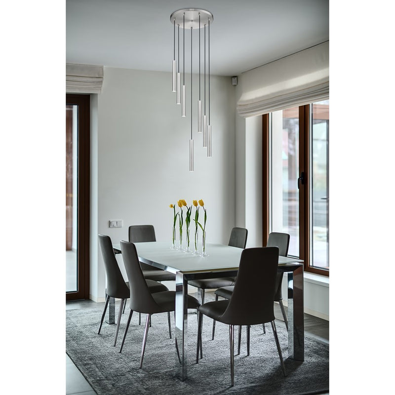 Z-Lite Forest 7 Light 12" LED Chandelier, Nickel/Nickel