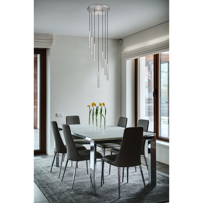 Z-Lite Forest 7 Light 12" LED Chandelier, Nickel/Nickel