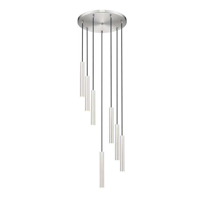 Z-Lite Forest 7 Light 12" LED Chandelier, Nickel/Nickel