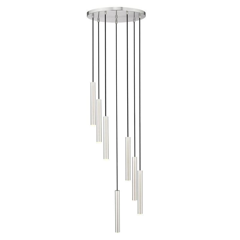Z-Lite Forest 7 Light 12" LED Chandelier, Nickel/Nickel