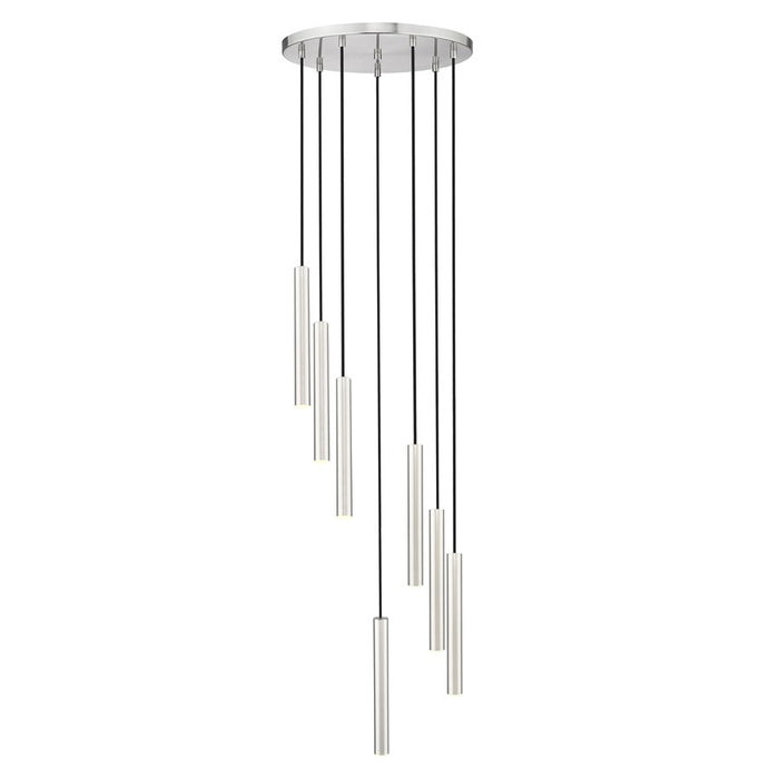 Z-Lite Forest 7 Light 12" LED Chandelier, Nickel/Nickel