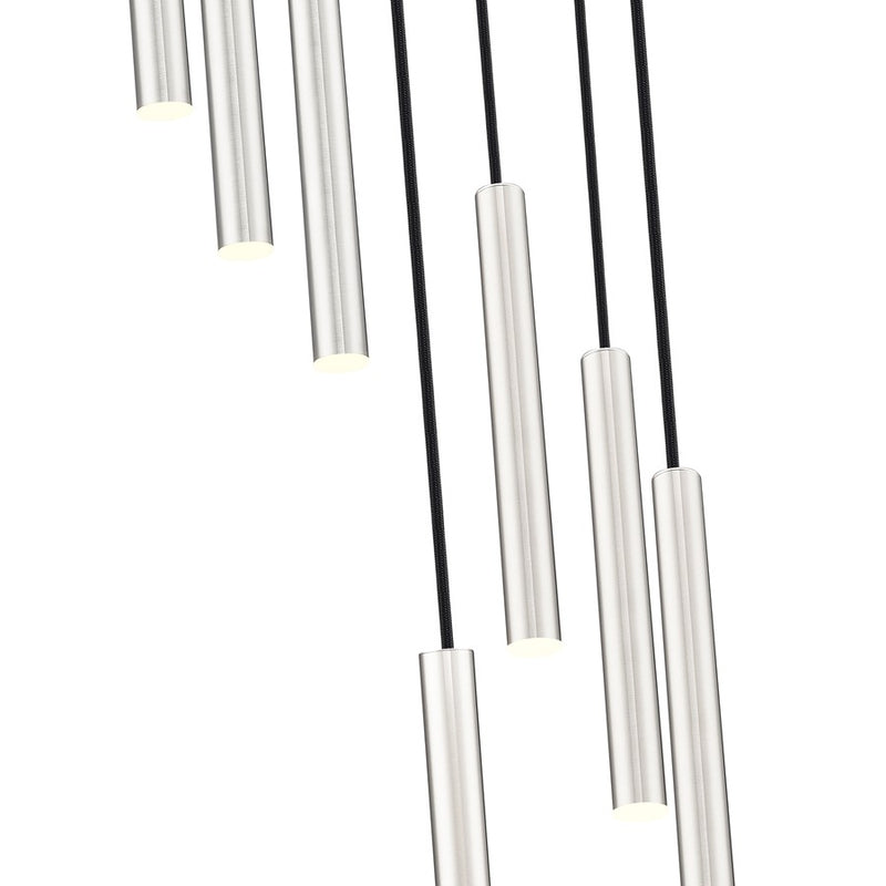 Z-Lite Forest 7 Light 12" LED Chandelier, Nickel/Nickel