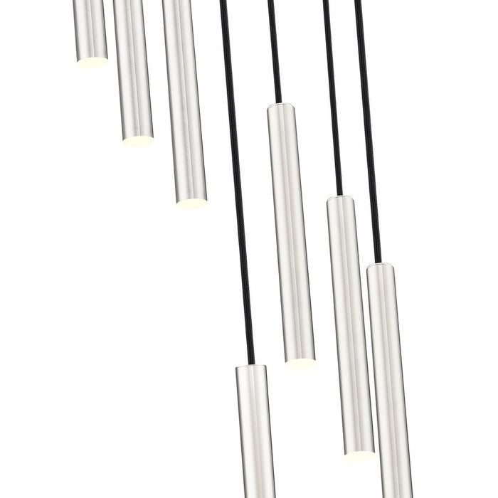 Z-Lite Forest 7 Light 12" LED Chandelier, Nickel/Nickel