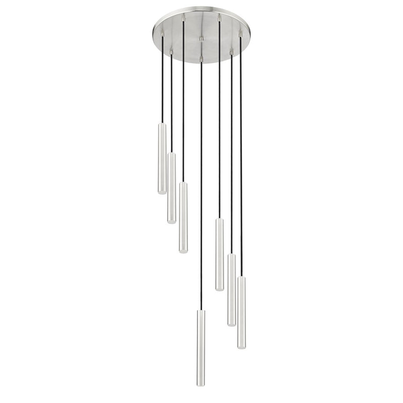 Z-Lite Forest 7 Light 12" LED Chandelier, Nickel/Nickel