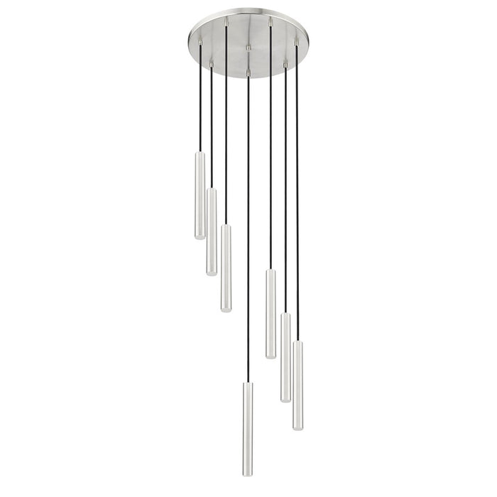 Z-Lite Forest 7 Light 12" LED Chandelier, Nickel/Nickel