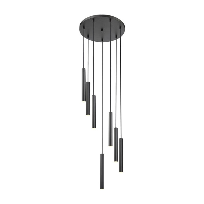 Z-Lite Forest 7Lt 12" LED Chandelier, Black/Black - 919MP12-7R-MB-LED