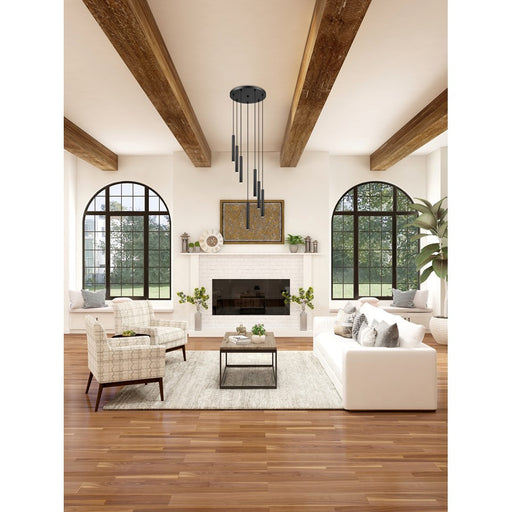 Z-Lite Forest 7Lt 12" LED Chandelier, Black/Black