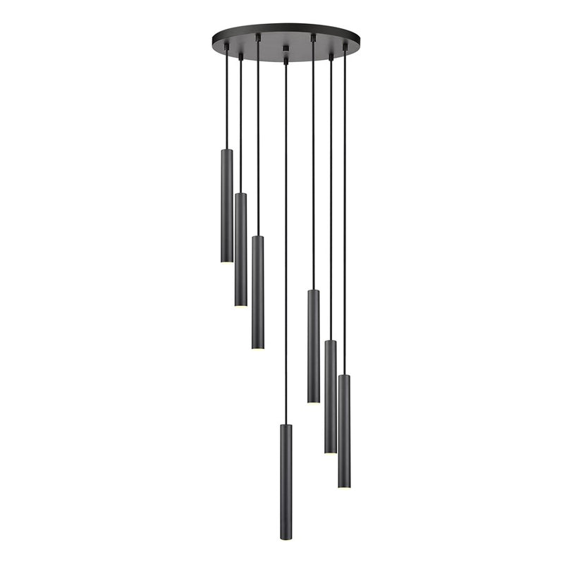 Z-Lite Forest 7 Light 12" LED Chandelier, Black/Black