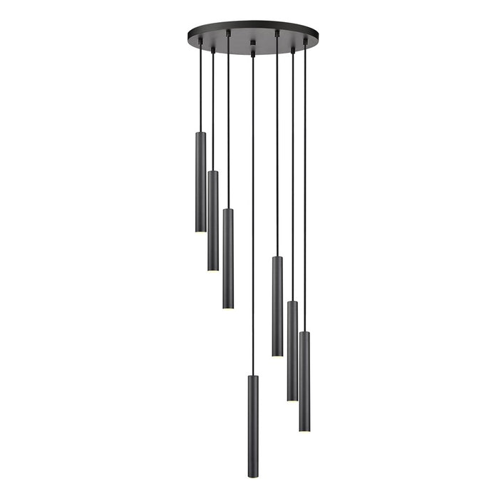 Z-Lite Forest 7 Light 12" LED Chandelier, Black/Black