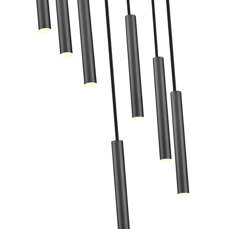 Z-Lite Forest 7 Light 12" LED Chandelier, Black/Black