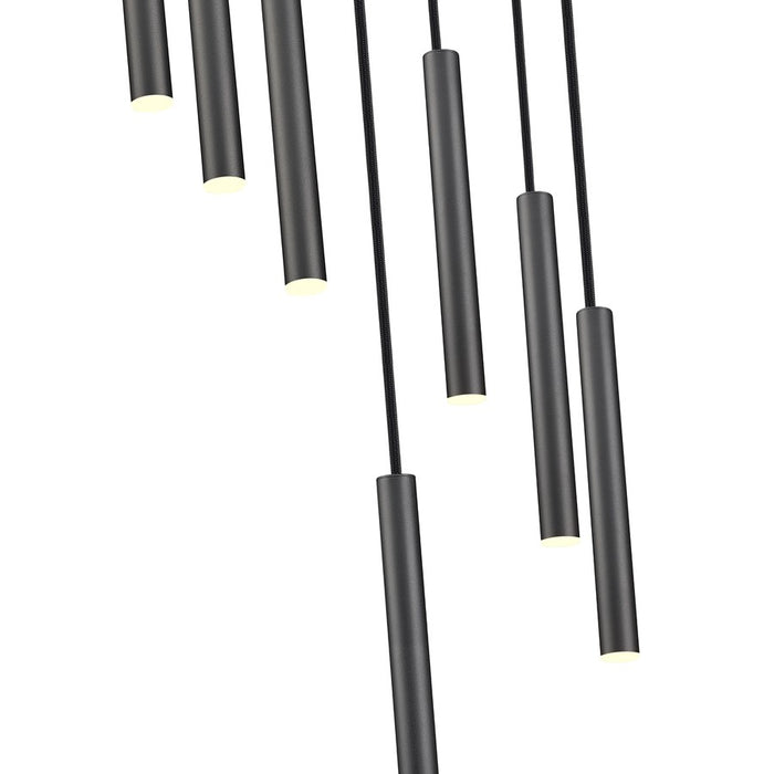 Z-Lite Forest 7 Light 12" LED Chandelier, Black/Black