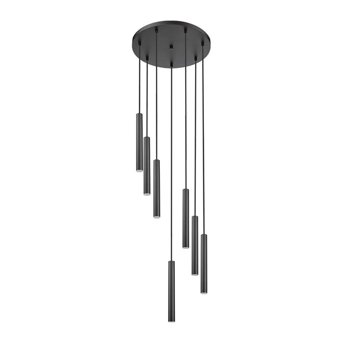 Z-Lite Forest 7 Light 12" LED Chandelier, Black/Black