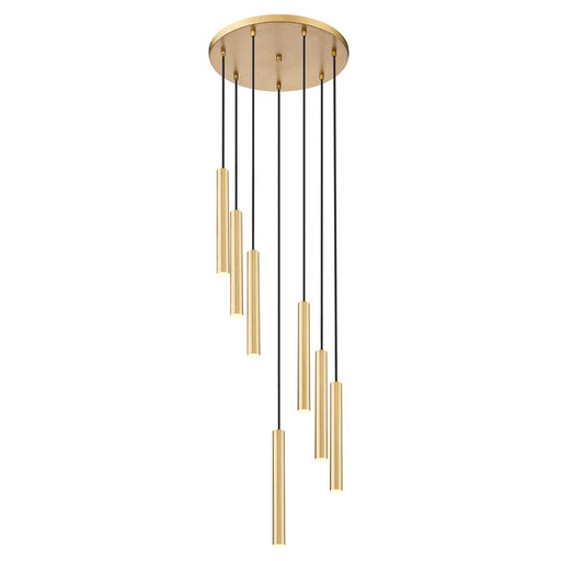 Z-Lite Forest 7Lt 12" LED Chandelier, Gold/Gold - 919MP12-7R-MGLD-LED