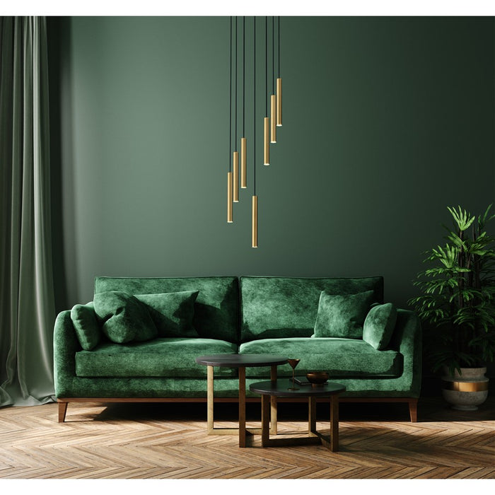 Z-Lite Forest 7Lt 12" LED Chandelier, Gold/Gold