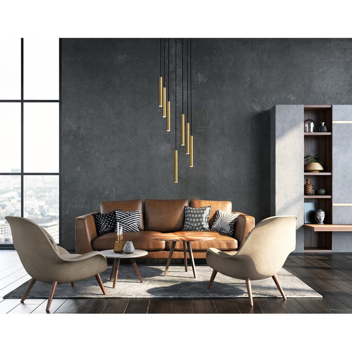 Z-Lite Forest 7Lt 12" LED Chandelier, Gold/Gold