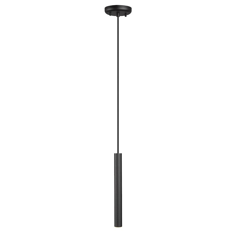 Z-Lite Forest 1 Light 12" Pendant, Matte Black/Matte Black