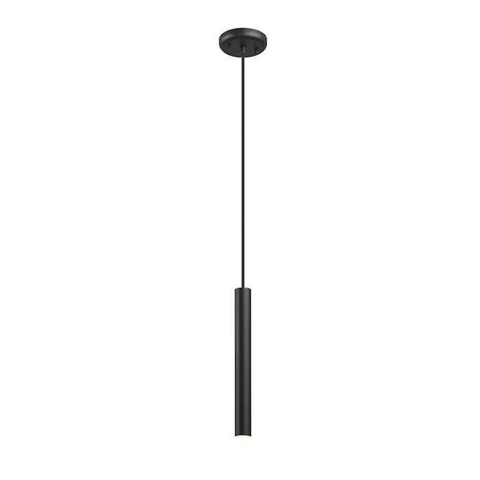 Z-Lite Forest 1 Light 12" Pendant, Matte Black/Matte Black