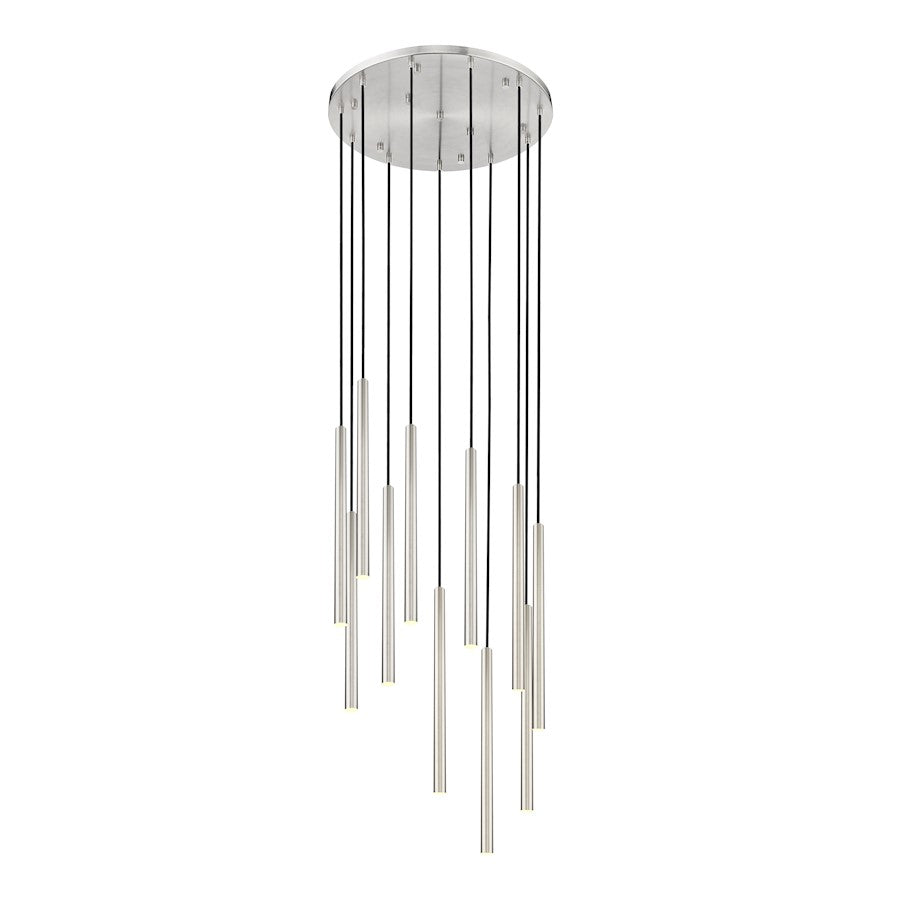 Z-Lite Forest 11 Light 24" Chandelier, Nickel/Nickel - 919MP24-11R-BN-LED