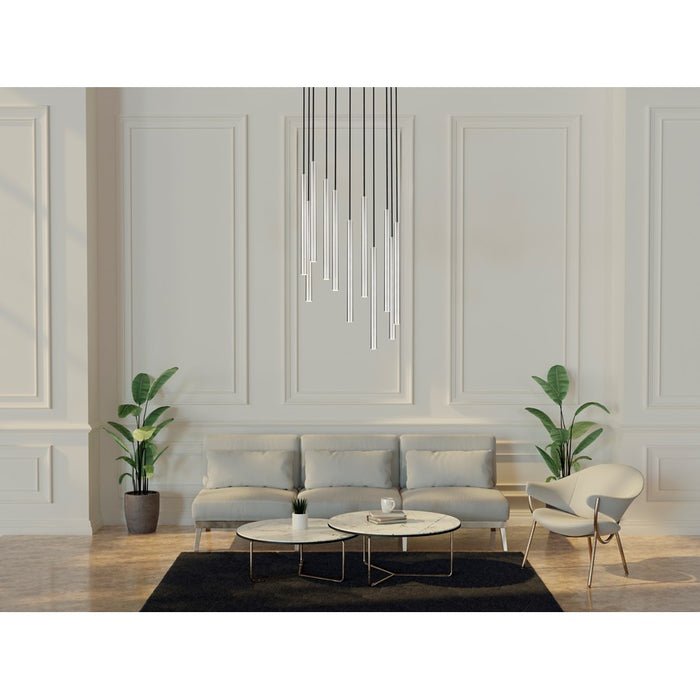 Z-Lite Forest 11 Light 24" Chandelier, Nickel/Nickel