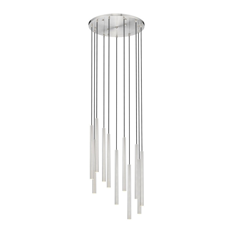 Z-Lite Forest 11 Light 24" Chandelier, Nickel/Nickel