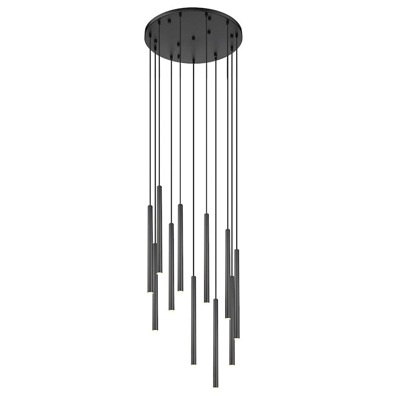 Z-Lite Forest 11 Light 24" Chandelier, Matte Black/Matte Black - 919MP24-11R-MB-LED