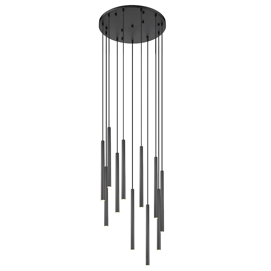 Z-Lite Forest 11 Light 24" Chandelier, Matte Black/Matte Black - 919MP24-11R-MB-LED