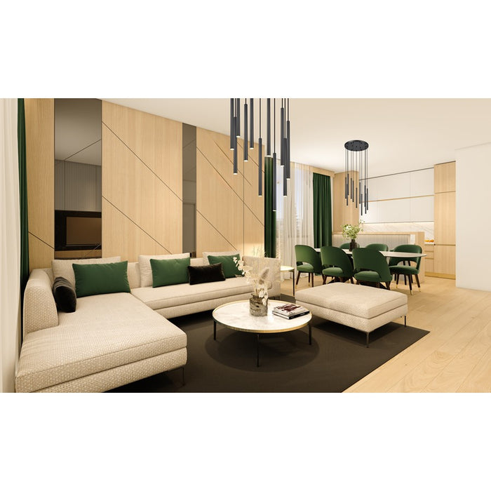 Z-Lite Forest 11Lt 24" Chandelier, Matte Black/Matte Black