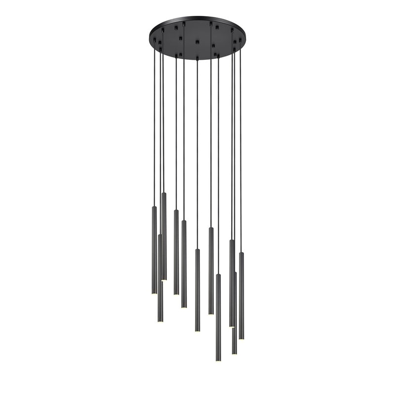 Z-Lite Forest 11 Light 24" Chandelier, Matte Black/Matte Black