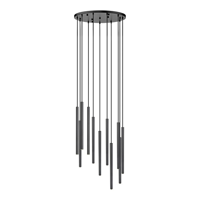 Z-Lite Forest 11 Light 24" Chandelier, Matte Black/Matte Black
