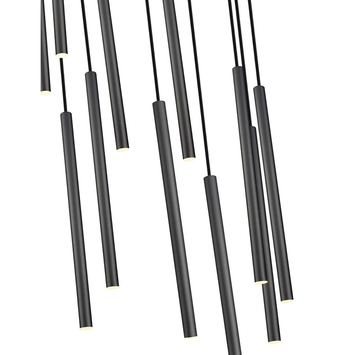 Z-Lite Forest 11 Light 24" Chandelier, Matte Black/Matte Black