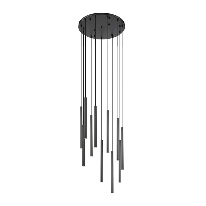 Z-Lite Forest 11 Light 24" Chandelier, Matte Black/Matte Black