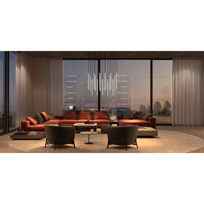Z-Lite Forest 17 Light 42" LED Linear Chandelier, Nickel/Nickel